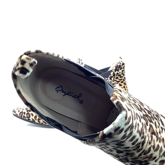Qupid Brown Leopard Print Fashion Boots Chunky Heel Ankle Boots - Picture 8 of 8